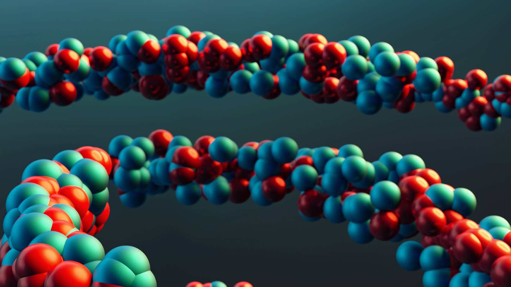 Vibrant closeup of a colorful molecular model illustrating abstract scientific concepts.