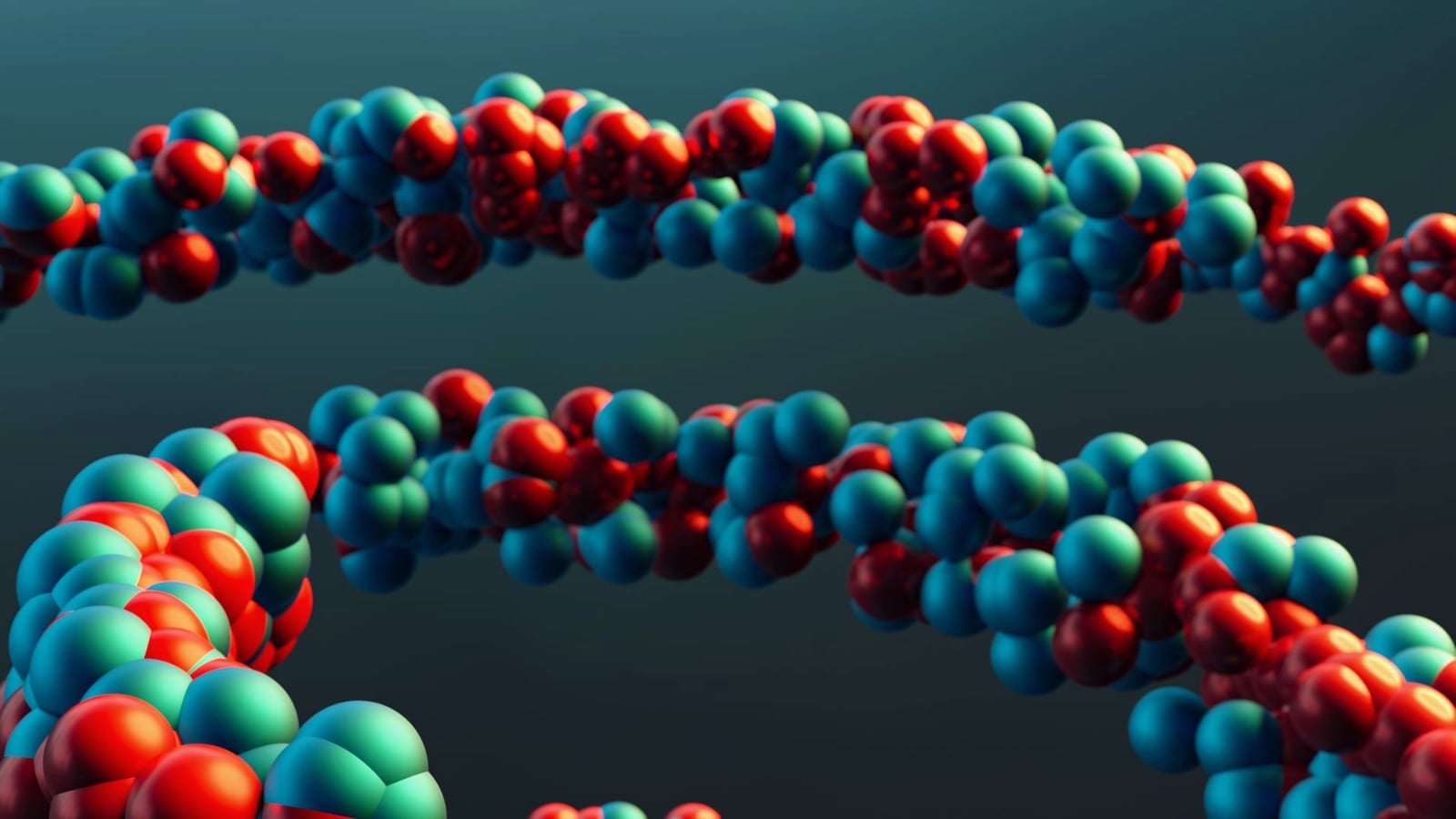 Vibrant closeup of a colorful molecular model illustrating abstract scientific concepts.
